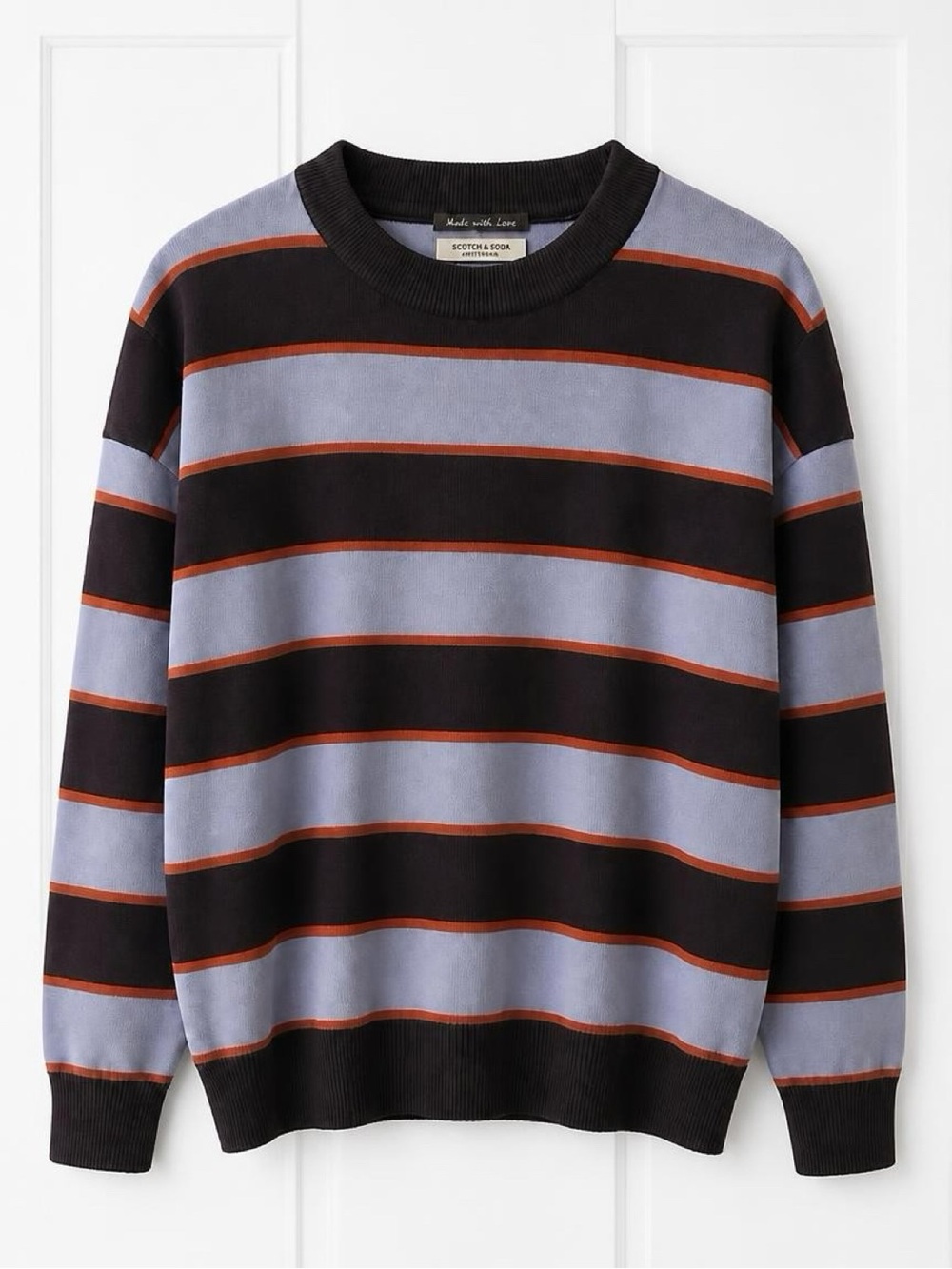 NWT Scotch & Soda Striped Knit Sweater Seal Brown Eventide XS